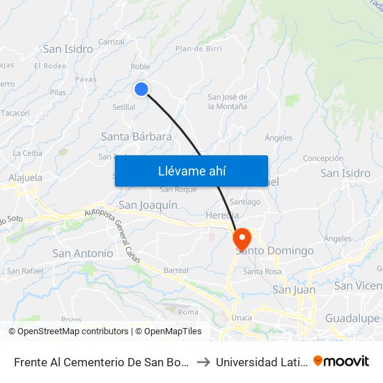 Frente Al Cementerio De San Bosco to Universidad Latina map