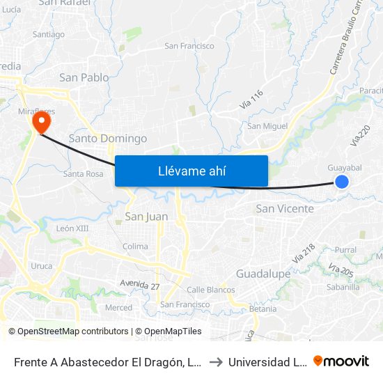 Frente A Abastecedor El Dragón, La Trinidad to Universidad Latina map