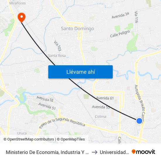 Ministerio De Economía, Industria Y Comercio, Tibás to Universidad Latina map