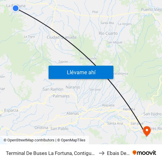 Terminal De Buses La Fortuna, Contiguo A Megasuper La Fortuna to Ebais De Patarrá map