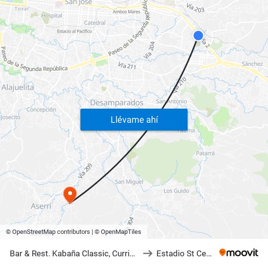 Bar & Rest. Kabaña Classic, Curridabat to Estadio St Center map