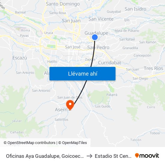 Oficinas Aya Guadalupe, Goicoechea to Estadio St Center map