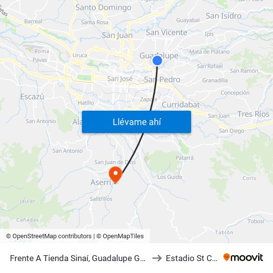 Frente A Tienda Sinaí, Guadalupe Goicoechea to Estadio St Center map