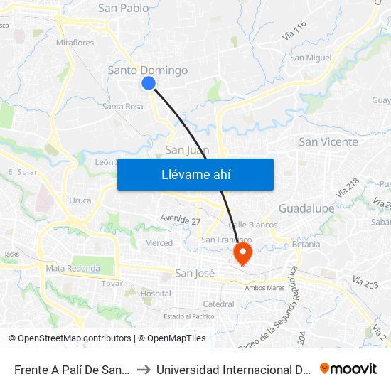 Frente A Palí De Santo Domingo to Universidad Internacional De Las Américas map