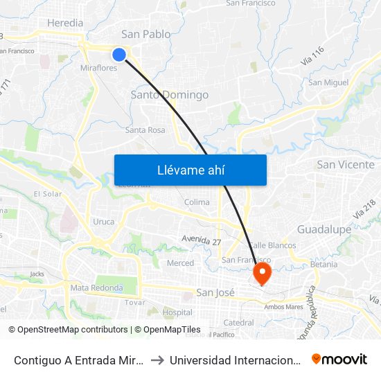 Contiguo A Entrada Miraflores, San Pablo to Universidad Internacional De Las Américas map