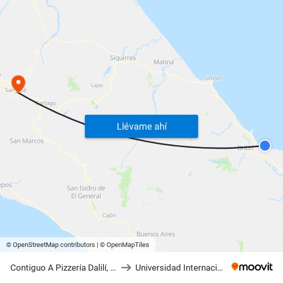 Contiguo A Pizzería Dalilí, Puerto Viejo Talamanca to Universidad Internacional De Las Américas map