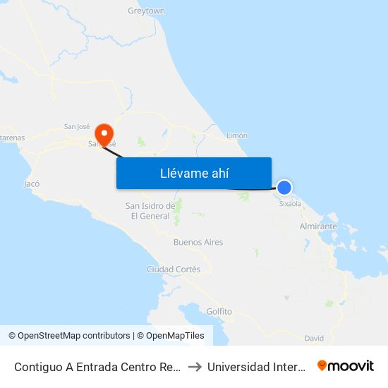 Contiguo A Entrada Centro Recreativo Recope, Manzanillo Talamanca to Universidad Internacional De Las Américas map