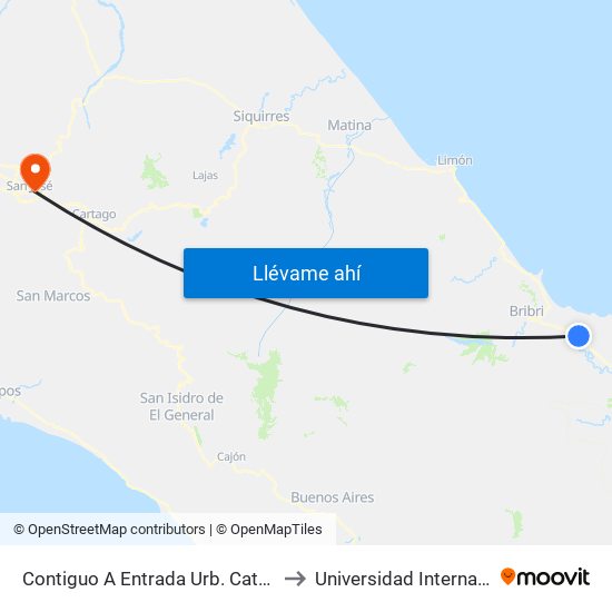 Contiguo A Entrada Urb. Catarina, Corredor Caribe Talamanca to Universidad Internacional De Las Américas map