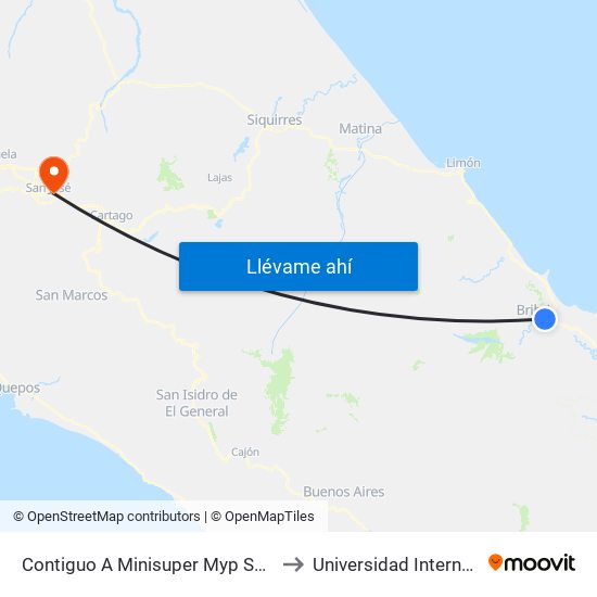 Contiguo A Minisuper Myp Sand Box, Corredor Caribe Talamanca to Universidad Internacional De Las Américas map