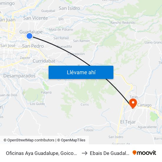 Oficinas Aya Guadalupe, Goicoechea to Ebais De Guadalupe map