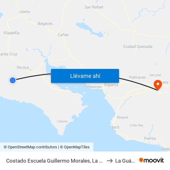 Costado Escuela Guillermo Morales, La Virginia Nicoya to La Guácima map