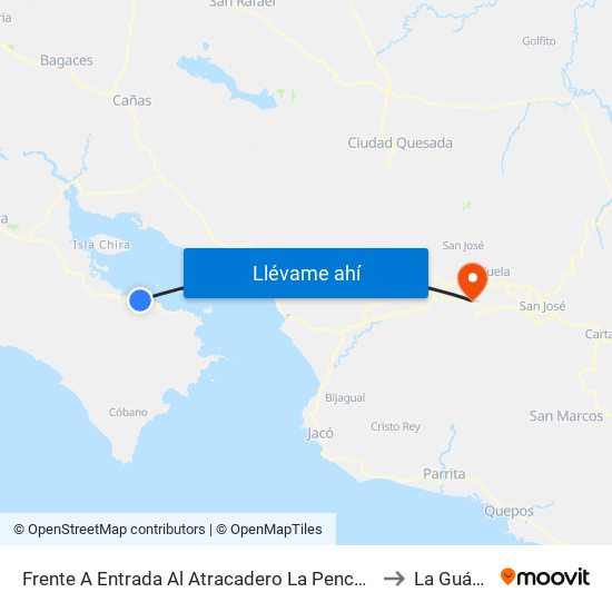 Frente A Entrada Al Atracadero La Penca, Puntarenas to La Guácima map