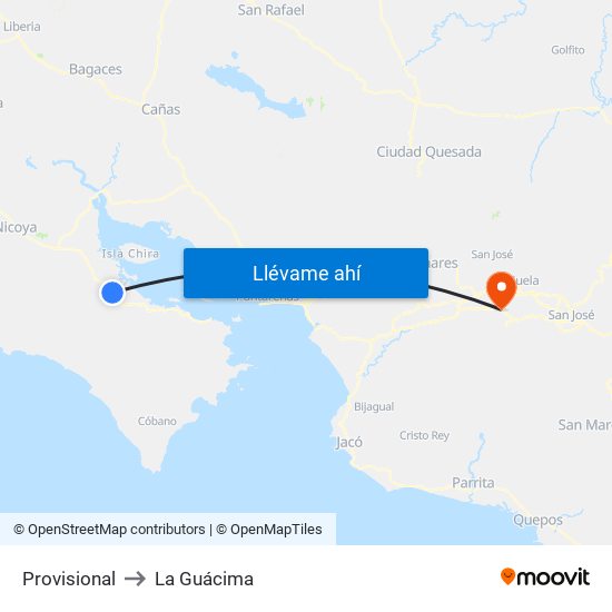 Provisional to La Guácima map