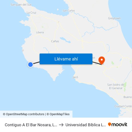 Contiguo A El Bar Nosara, La Esperanza Nicoya to Universidad Bíblica Latinoamericana map