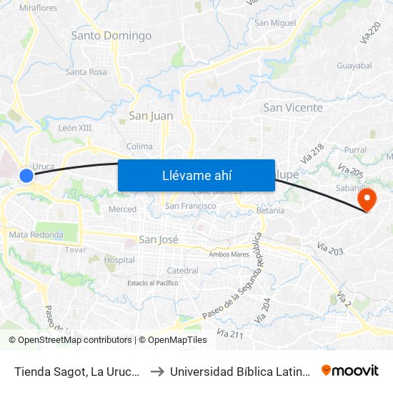 Tienda Sagot, La Uruca San José to Universidad Bíblica Latinoamericana map