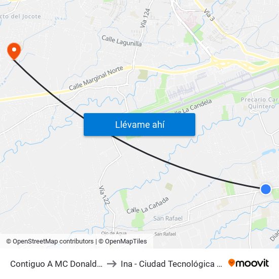 Contiguo A MC Donald's San Antonio, Belén to Ina - Ciudad Tecnológica Mario Echandi Jiménez map