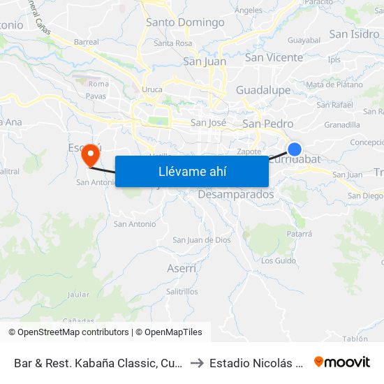 Bar & Rest. Kabaña Classic, Curridabat to Estadio Nicolás Masís map