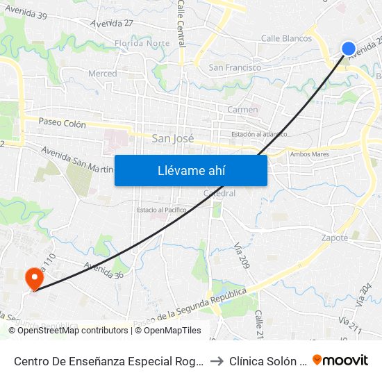 Centro De Enseñanza Especial Rogelio Centeno Güel, Goicoechea to Clínica Solón Núñez Frutos map