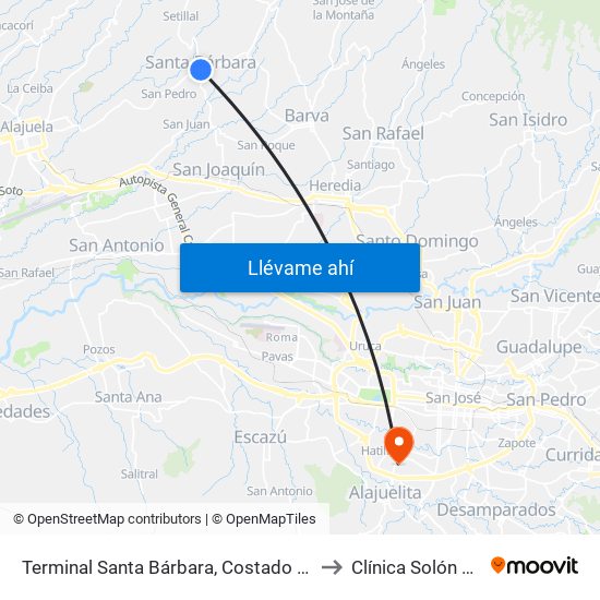Terminal Santa Bárbara, Costado Sur Parque Santa Bárbara to Clínica Solón Núñez Frutos map