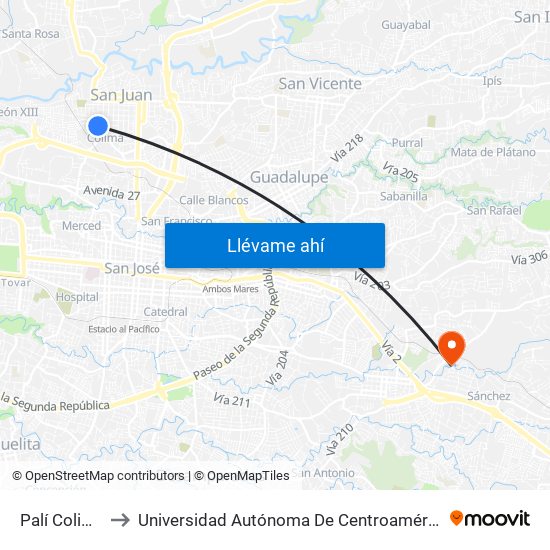 Palí Colima to Universidad Autónoma De Centroamérica map