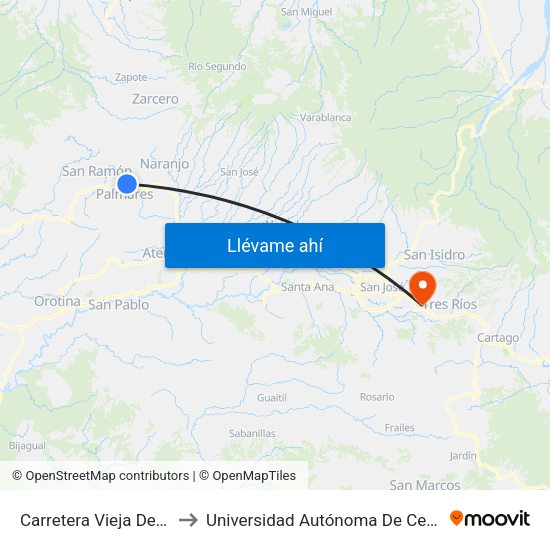 Carretera Vieja De Naranjo a Universidad Autónoma De Centroamérica con ...