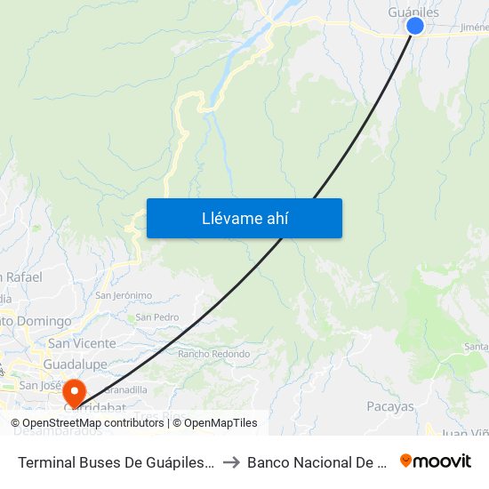 Terminal Buses De Guápiles, Pococí to Banco Nacional De Sangre map