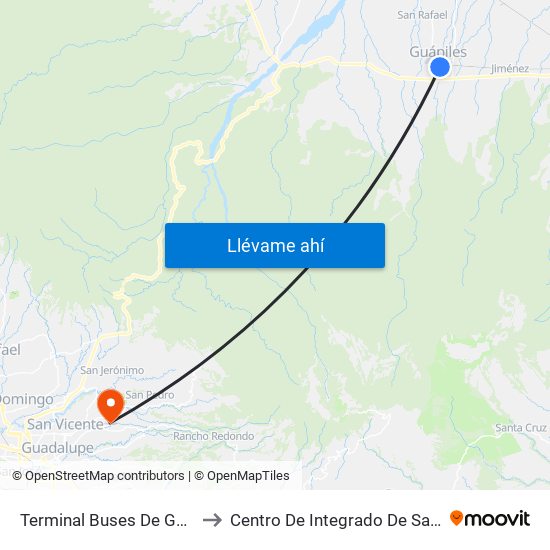 Terminal Buses De Guápiles, Pococí to Centro De Integrado De Salud De Coronado map