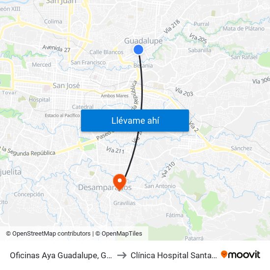 Oficinas Aya Guadalupe, Goicoechea to Clínica Hospital Santa Catalina map