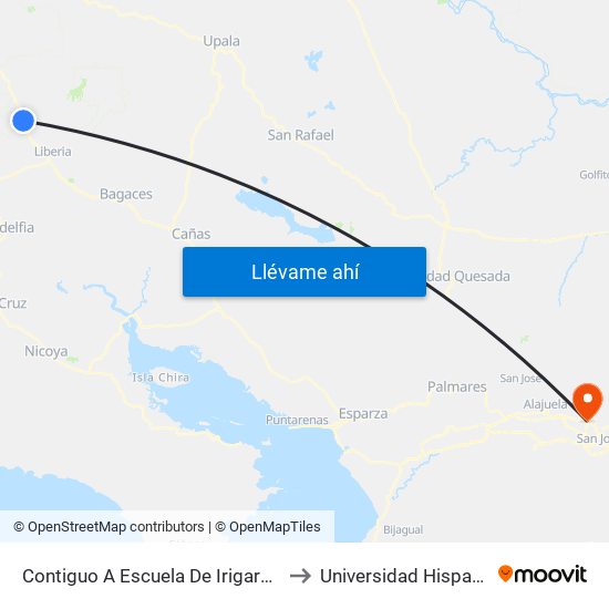 Contiguo A Escuela De Irigaray. Interamericana Norte Liberia to Universidad Hispanoamericana Heredia map