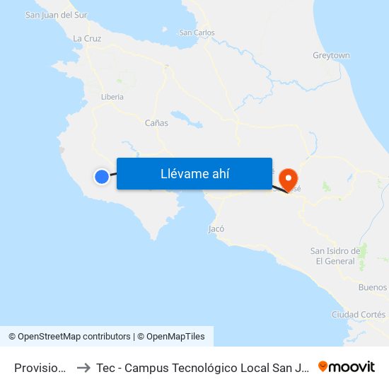 Provisional to Tec - Campus Tecnológico Local San José map