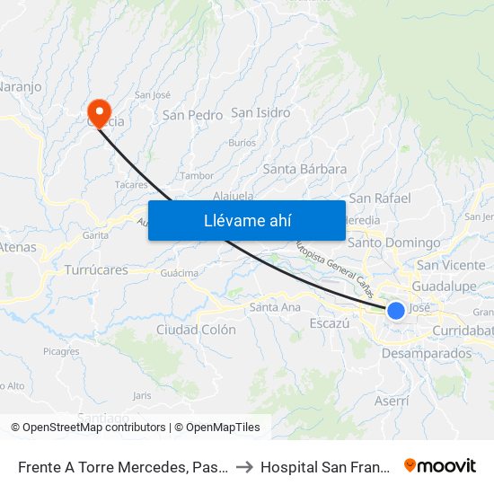 Frente A Torre Mercedes, Paseo Colón San José to Hospital San Francisco De Asis map