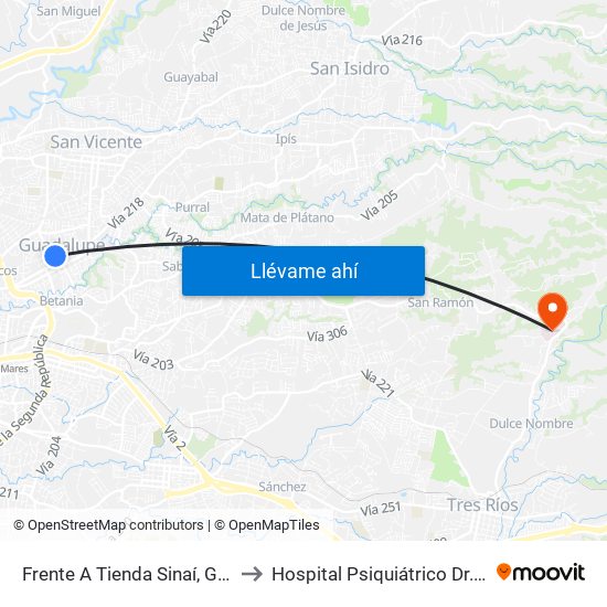 Frente A Tienda Sinaí, Guadalupe Goicoechea to Hospital Psiquiátrico Dr. Roberto Chacón Paut map