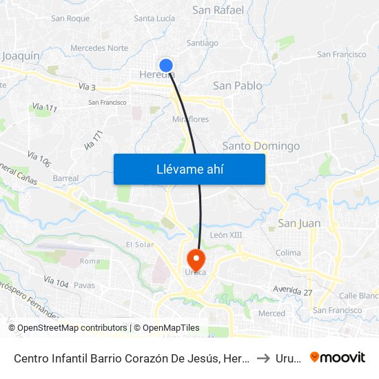 Centro Infantil Barrio Corazón De Jesús, Heredia to Uruca map