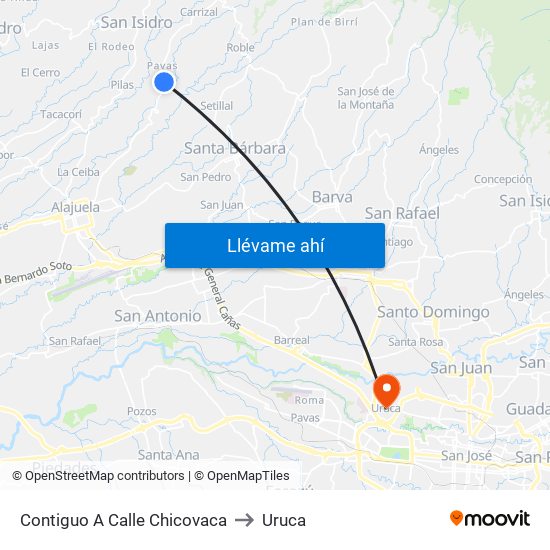 Contiguo A Calle Chicovaca to Uruca map