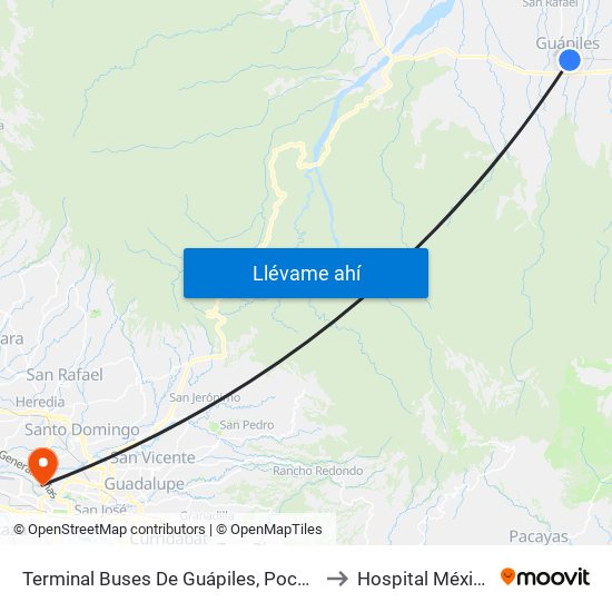 Terminal Buses De Guápiles, Pococí to Hospital México map