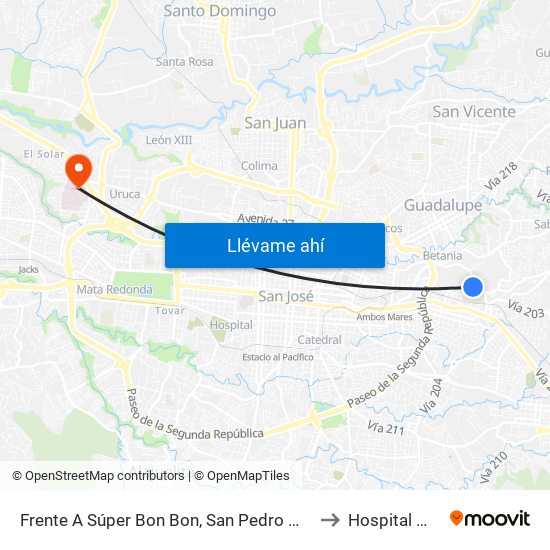 Frente A Súper Bon Bon, San Pedro Montes De Oca to Hospital México map