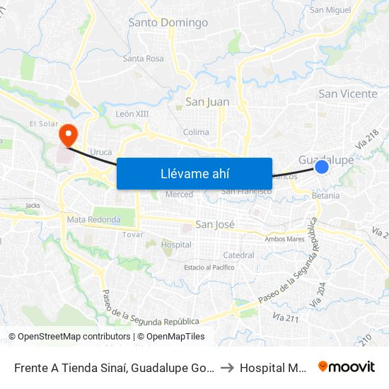 Frente A Tienda Sinaí, Guadalupe Goicoechea to Hospital México map