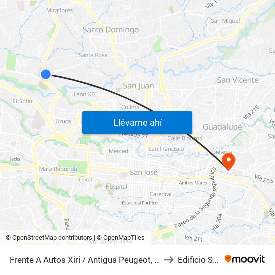 Frente A Autos Xiri / Antigua Peugeot, La Valencia Heredia to Edificio Saprissa map