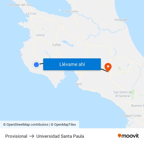 Provisional to Universidad Santa Paula map