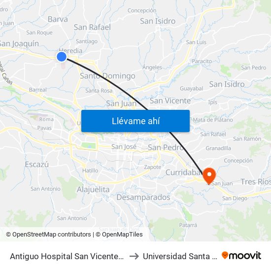 Antiguo Hospital San Vicente De Paul to Universidad Santa Paula map
