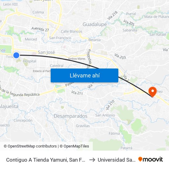 Contiguo A Tienda Yamuni, San Francisco San José to Universidad Santa Paula map