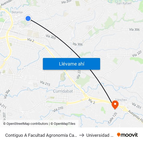 Contiguo A Facultad Agronomía Campus Ucr, Montes De Oca to Universidad Santa Paula map