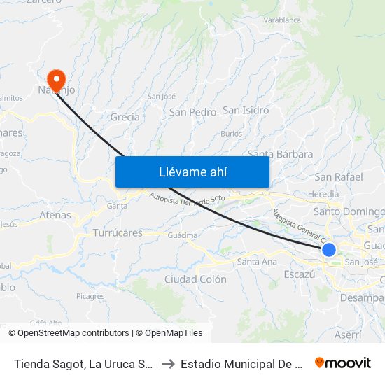 Tienda Sagot, La Uruca San José to Estadio Municipal De Naranjo map