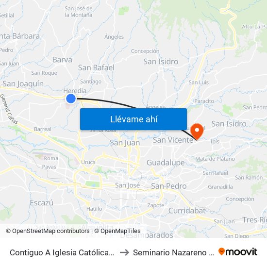 Contiguo A Iglesia Católica Los Ángeles, Heredia to Seminario Nazareno De Las Américas map