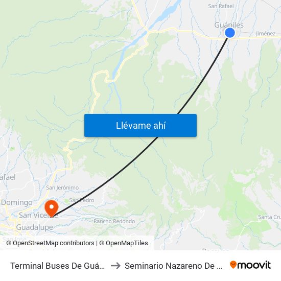 Terminal Buses De Guápiles, Pococí to Seminario Nazareno De Las Américas map