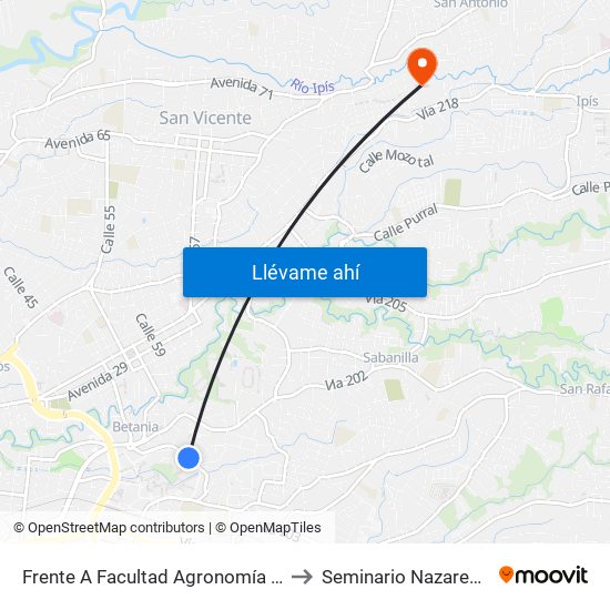 Frente A Facultad Agronomía Campus Ucr, Montes De Oca to Seminario Nazareno De Las Américas map