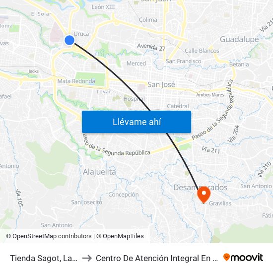Tienda Sagot, La Uruca San José to Centro De Atención Integral En Salud Dr. Marcial Fallas Díaz map