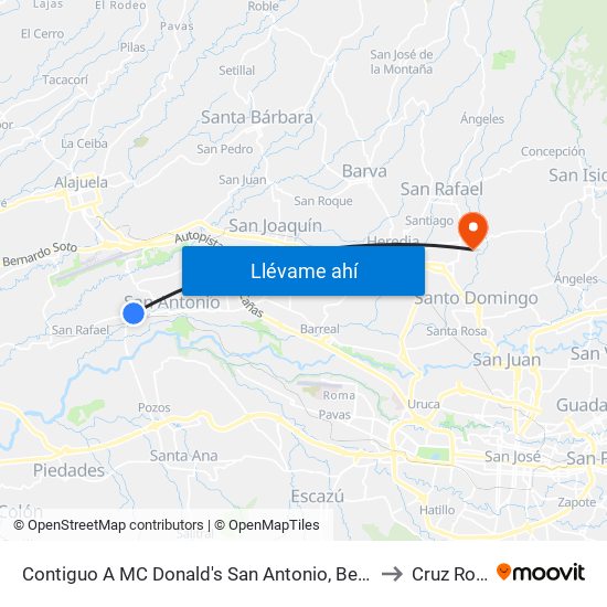 Contiguo A MC Donald's San Antonio, Belén to Cruz Roja map