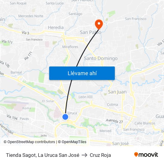 Tienda Sagot, La Uruca San José to Cruz Roja map