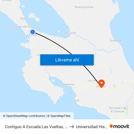 Contiguo A Escuela Las Vueltas, Interamericana Norte La Cruz to Universidad Hispanoamericana map